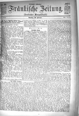 Fränkische Zeitung (Ansbacher Morgenblatt) Samstag 28. Februar 1874