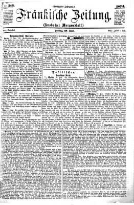 Fränkische Zeitung (Ansbacher Morgenblatt) Freitag 19. Juni 1874