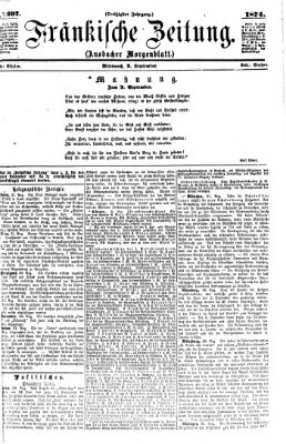 Fränkische Zeitung (Ansbacher Morgenblatt) Mittwoch 2. September 1874