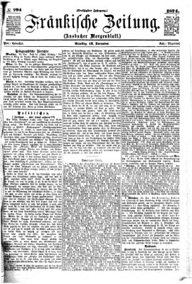 Fränkische Zeitung (Ansbacher Morgenblatt) Samstag 12. Dezember 1874