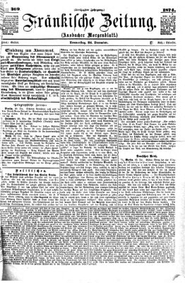 Fränkische Zeitung (Ansbacher Morgenblatt) Donnerstag 31. Dezember 1874