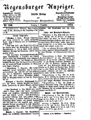 Regensburger Anzeiger Sonntag 6. Dezember 1874