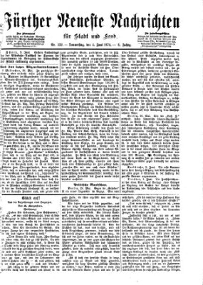 Fürther neueste Nachrichten für Stadt und Land (Fürther Abendzeitung) Donnerstag 4. Juni 1874