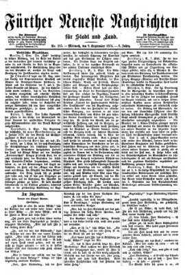 Fürther neueste Nachrichten für Stadt und Land (Fürther Abendzeitung) Mittwoch 9. September 1874