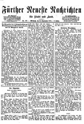 Fürther neueste Nachrichten für Stadt und Land (Fürther Abendzeitung) Mittwoch 23. September 1874
