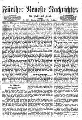 Fürther neueste Nachrichten für Stadt und Land (Fürther Abendzeitung) Dienstag 6. Oktober 1874