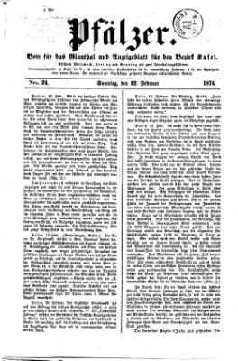 Pfälzer Sonntag 22. Februar 1874