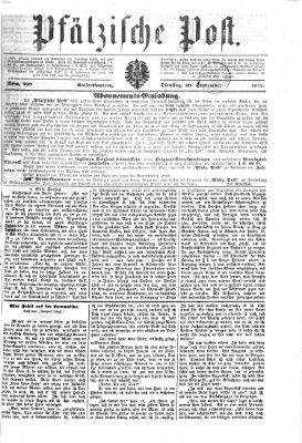 Pfälzische Post Dienstag 29. September 1874