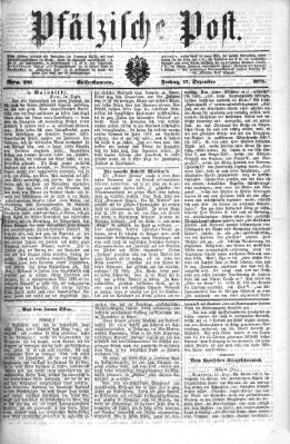 Pfälzische Post Freitag 18. Dezember 1874