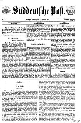 Süddeutsche Post Dienstag 3. Februar 1874