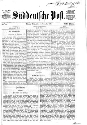 Süddeutsche Post Mittwoch 16. September 1874