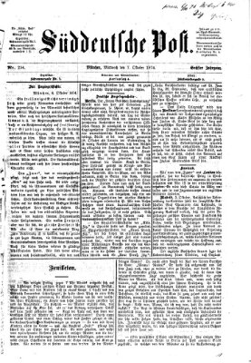 Süddeutsche Post Mittwoch 7. Oktober 1874