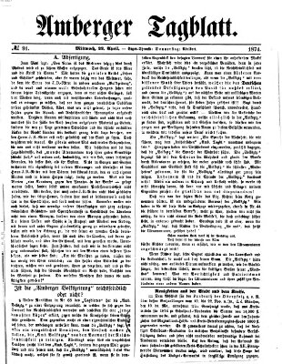 Amberger Tagblatt Mittwoch 22. April 1874