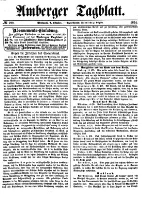 Amberger Tagblatt Mittwoch 7. Oktober 1874