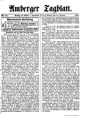 Amberger Tagblatt Samstag 10. Oktober 1874