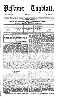 Passauer Tagblatt Freitag 3. Juli 1874