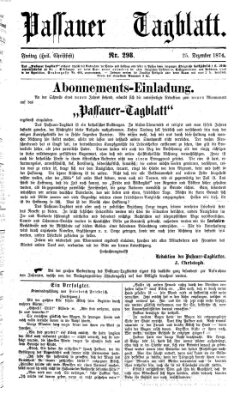 Passauer Tagblatt Freitag 25. Dezember 1874