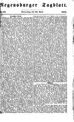 Regensburger Tagblatt Donnerstag 23. April 1874