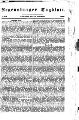 Regensburger Tagblatt Donnerstag 19. November 1874