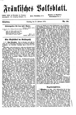 Fränkisches Volksblatt Dienstag 17. Februar 1874