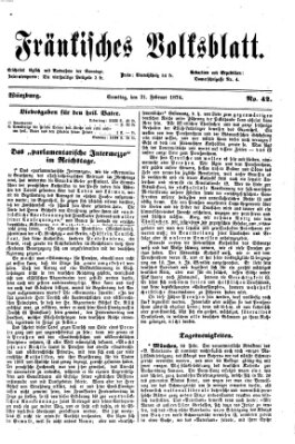 Fränkisches Volksblatt Samstag 21. Februar 1874