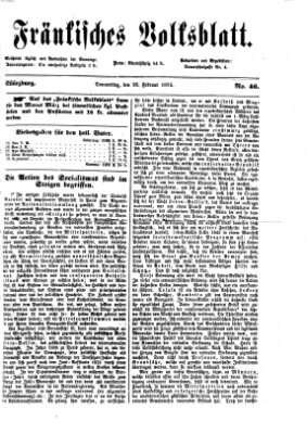 Fränkisches Volksblatt Donnerstag 26. Februar 1874