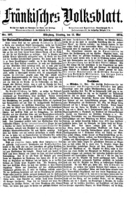 Fränkisches Volksblatt Dienstag 12. Mai 1874