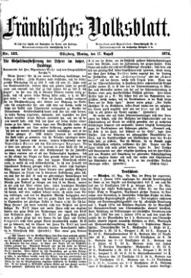 Fränkisches Volksblatt Montag 17. August 1874