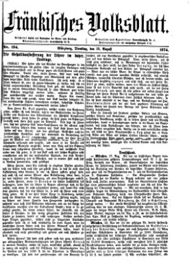 Fränkisches Volksblatt Dienstag 18. August 1874