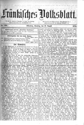 Fränkisches Volksblatt Samstag 29. August 1874