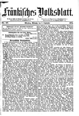 Fränkisches Volksblatt Mittwoch 2. September 1874