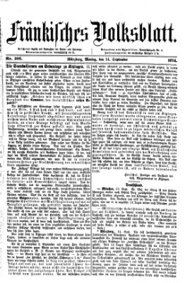 Fränkisches Volksblatt Montag 14. September 1874