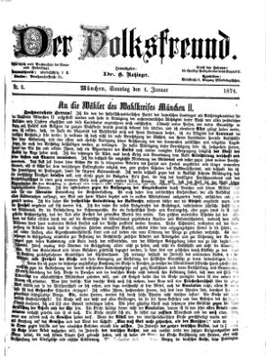 Der Volksfreund Sonntag 4. Januar 1874