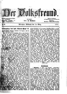 Der Volksfreund Mittwoch 18. März 1874