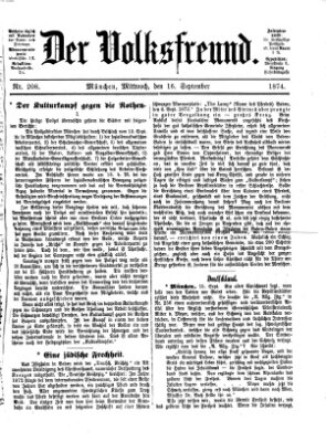 Der Volksfreund Mittwoch 16. September 1874