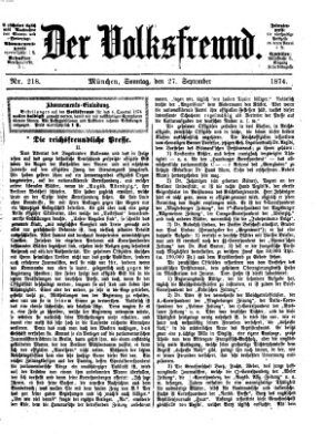 Der Volksfreund Sonntag 27. September 1874