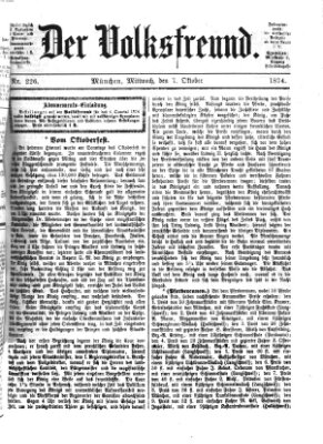 Der Volksfreund Mittwoch 7. Oktober 1874