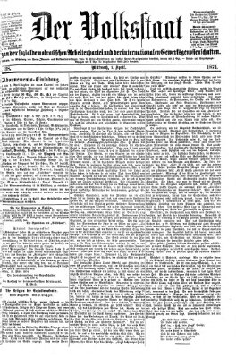 Der Volksstaat Mittwoch 1. April 1874