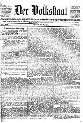 Der Volksstaat Mittwoch 23. Dezember 1874