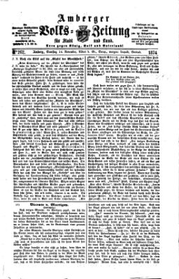 Amberger Volks-Zeitung für Stadt und Land Samstag 14. November 1874