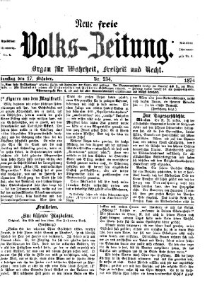 Neue freie Volks-Zeitung Samstag 17. Oktober 1874