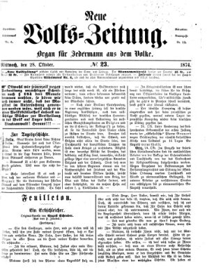 Neue Volks-Zeitung Mittwoch 28. Oktober 1874