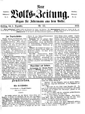 Neue Volks-Zeitung Freitag 4. Dezember 1874