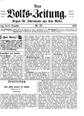 Neue Volks-Zeitung Freitag 11. Dezember 1874