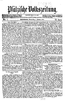 Pfälzische Volkszeitung Donnerstag 1. Januar 1874