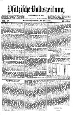 Pfälzische Volkszeitung Donnerstag 19. Februar 1874