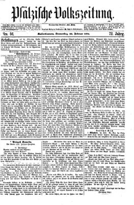 Pfälzische Volkszeitung Donnerstag 26. Februar 1874