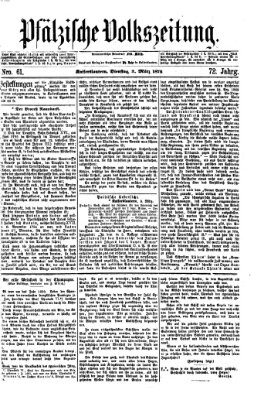 Pfälzische Volkszeitung Dienstag 3. März 1874