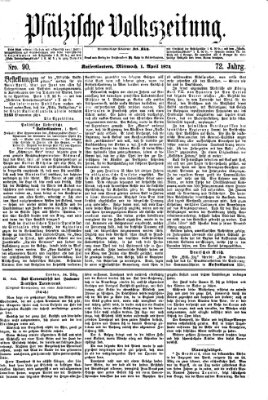 Pfälzische Volkszeitung Mittwoch 1. April 1874