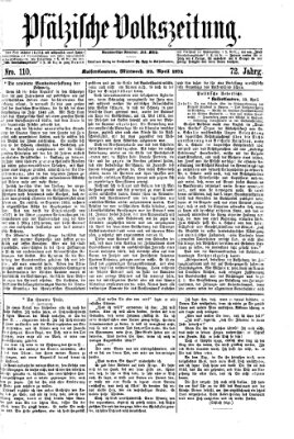 Pfälzische Volkszeitung Mittwoch 22. April 1874